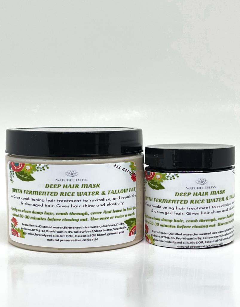 Chebe & Tallow Deep Conditioner| Hair Mask with Fermented Rice Water|Deep treatment for dry, damaged Hair|Balances PH